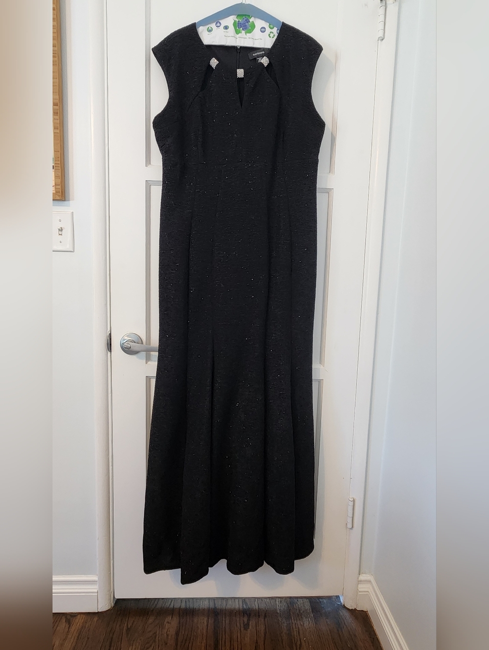 Evening Gown Black Sleeveless With Rhinestones & Sparkles - 16